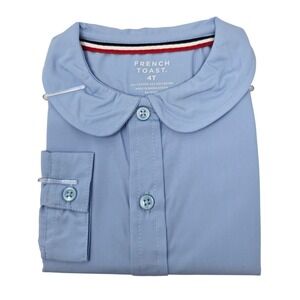 French Toast Girls Light Blue Long Sleeve Peter Pan Collar Blouse 4T SE9384 B